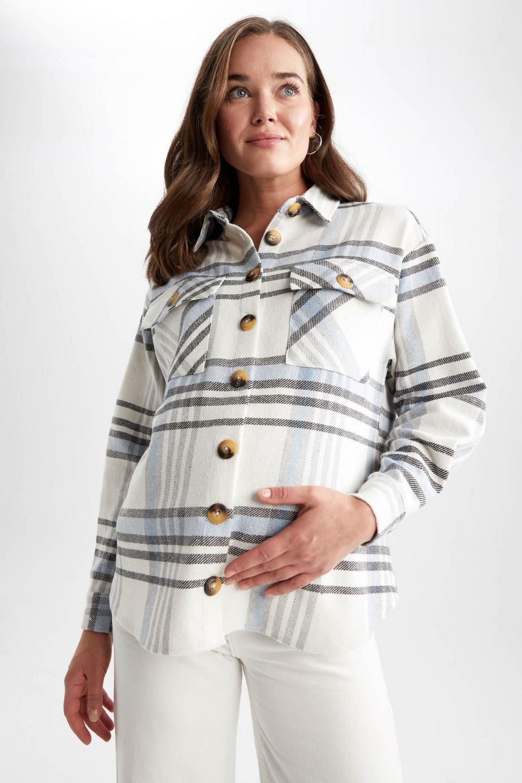 DEFACTO Plaid Patterned Maternity Shirt