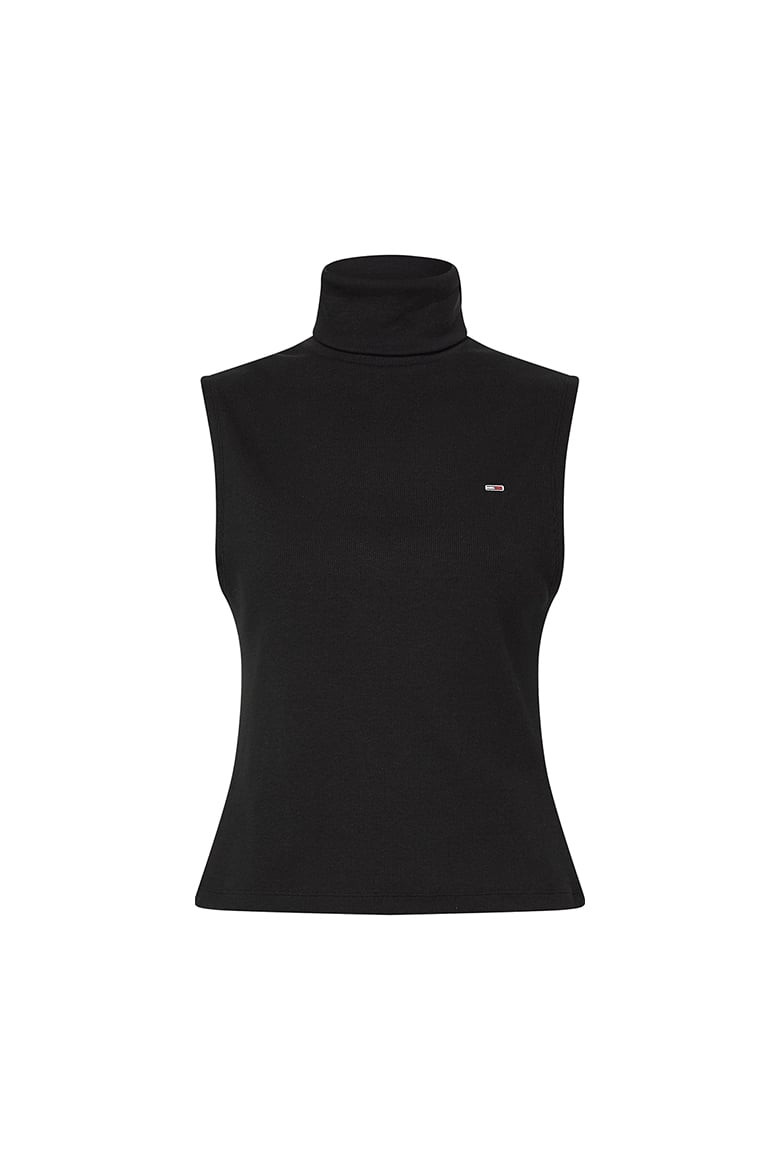 Tommy Jeans Rolák - TJW SLIM TURTLE NECK SLEEVLESS čierny