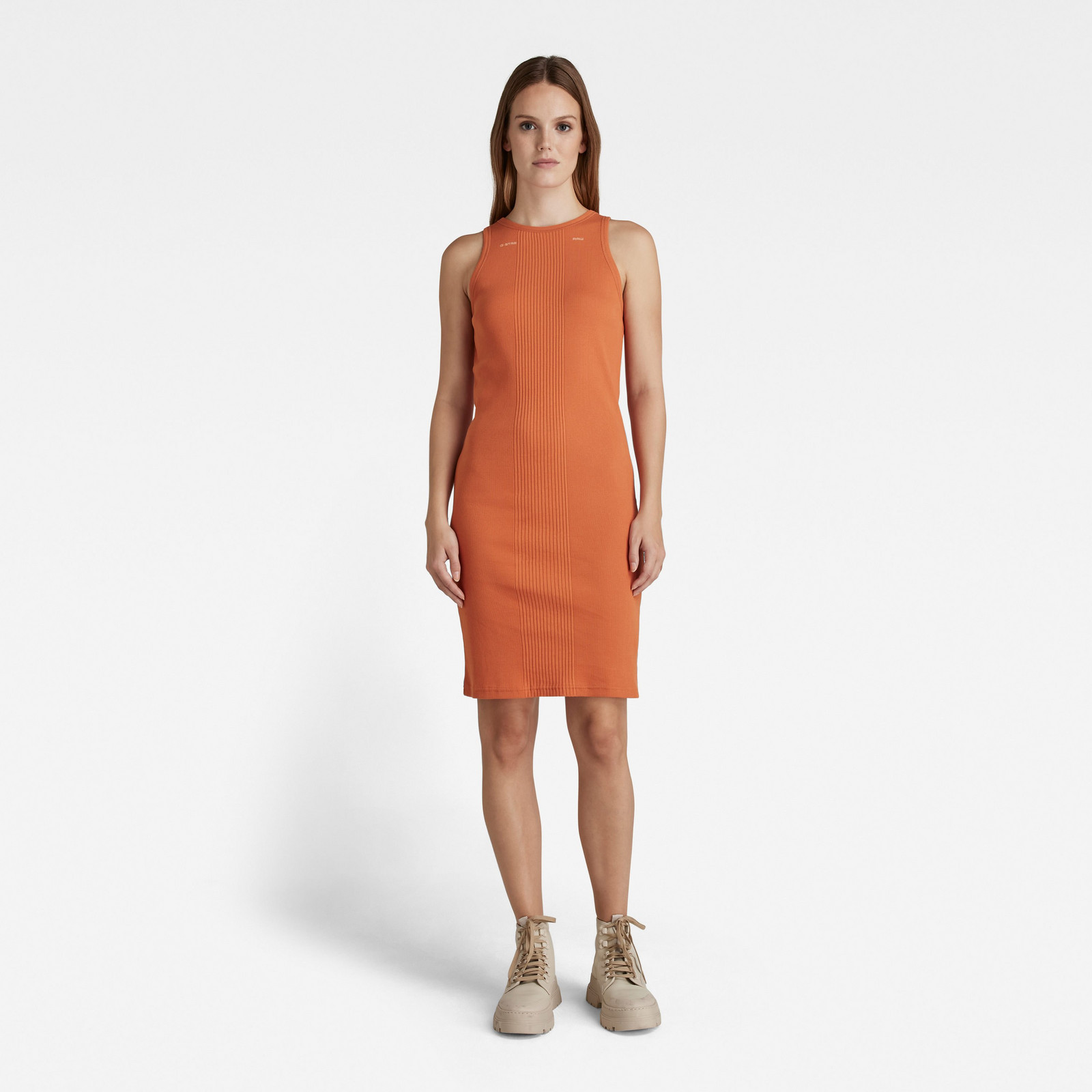 G-STAR Šaty - Engineered rib tank dress oranžové