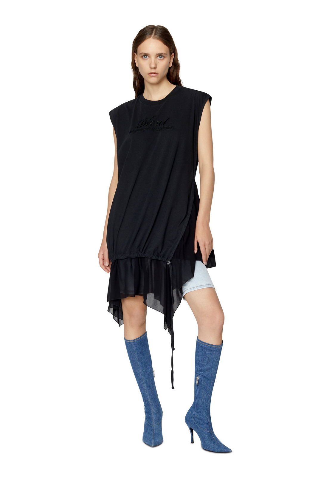 Diesel Šaty - D-ROLLETTE DRESS čierne