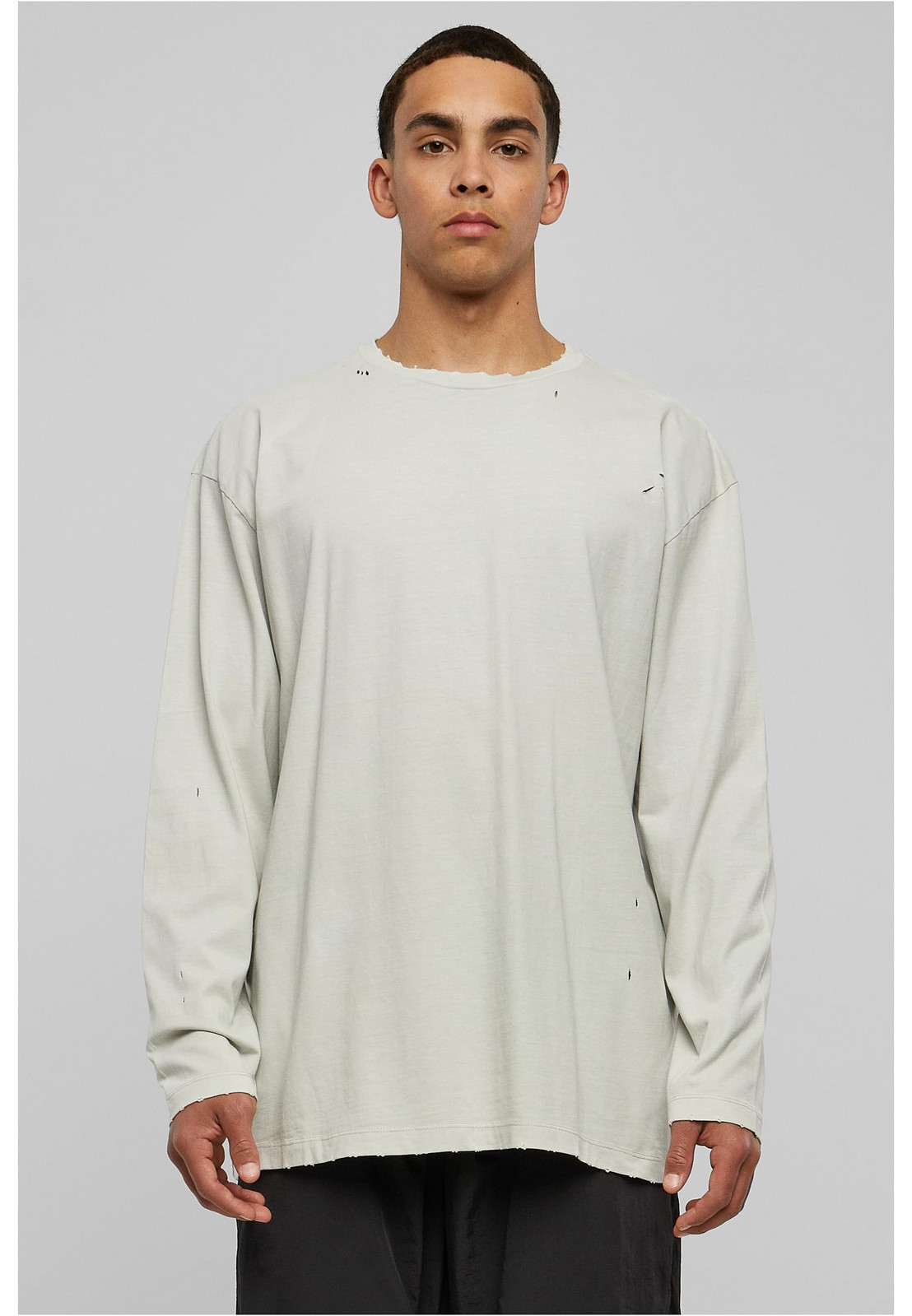 Oversized Distressed Long Sleeve Lightasphalt