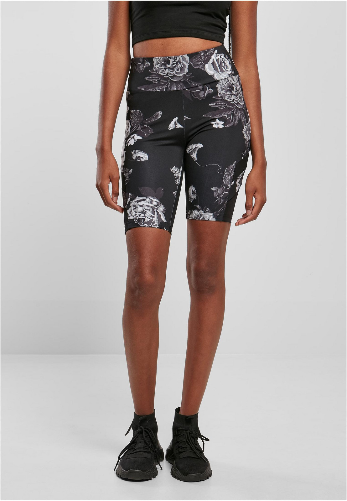 Women's High Waist Tech Mesh AOP Cycle Shorts darkflower
