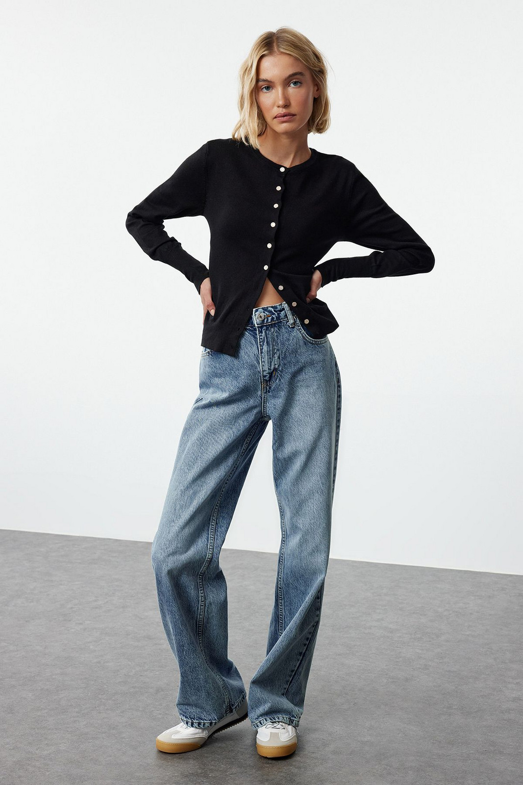 Trendyol Blue More Sustainable High Waist Wide Leg Jeans