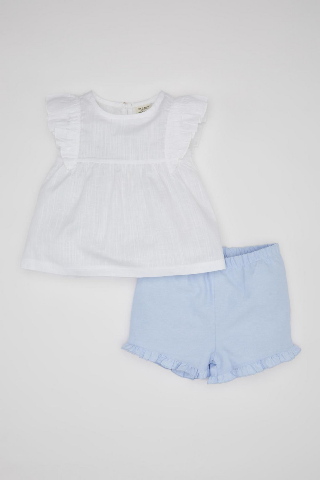DEFACTO Baby Girl Short Sleeve Flaming Poplin Blouse Shorts 2-Piece Set