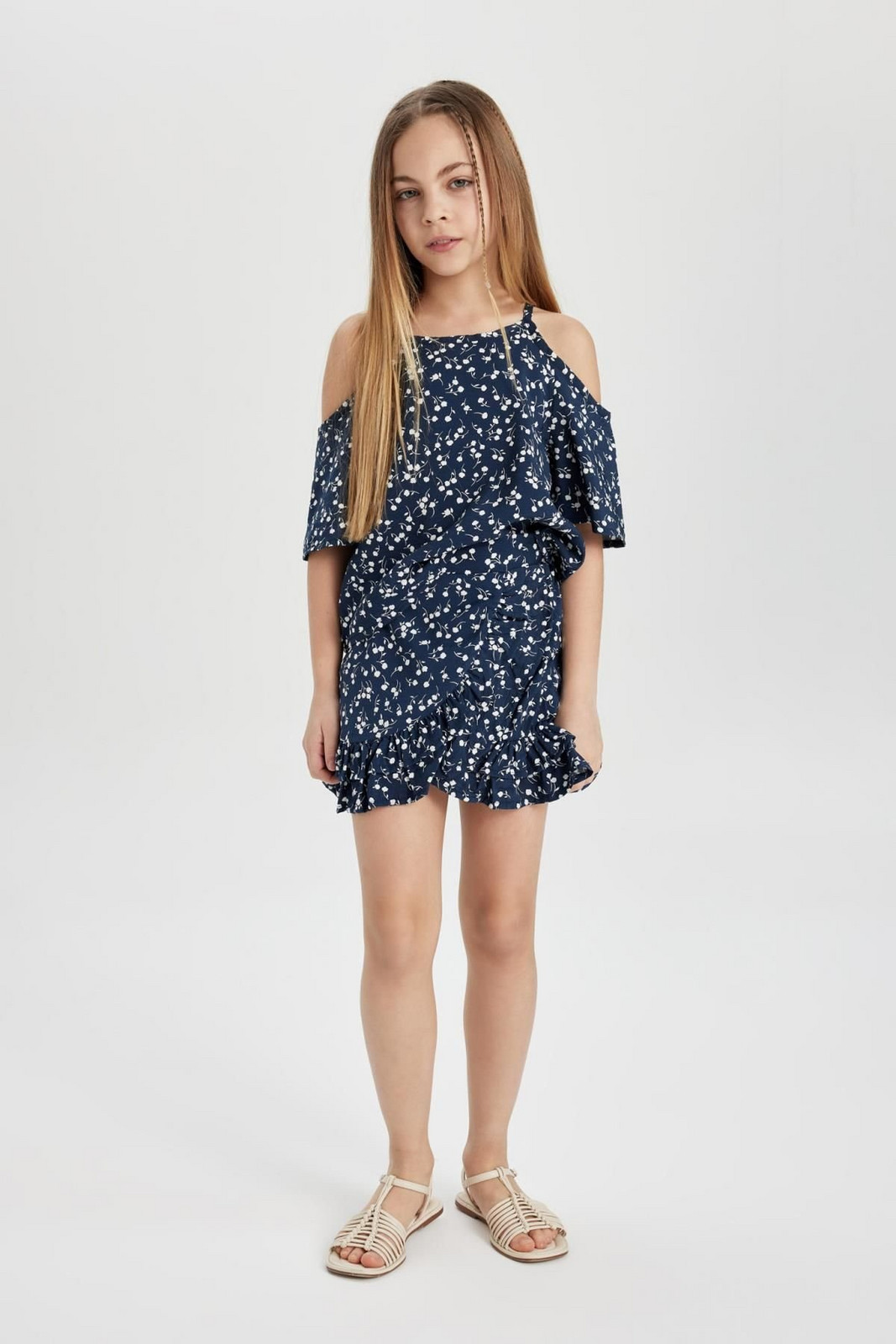 DEFACTO Girl's Patterned Blouse Skirt 2-piece Set