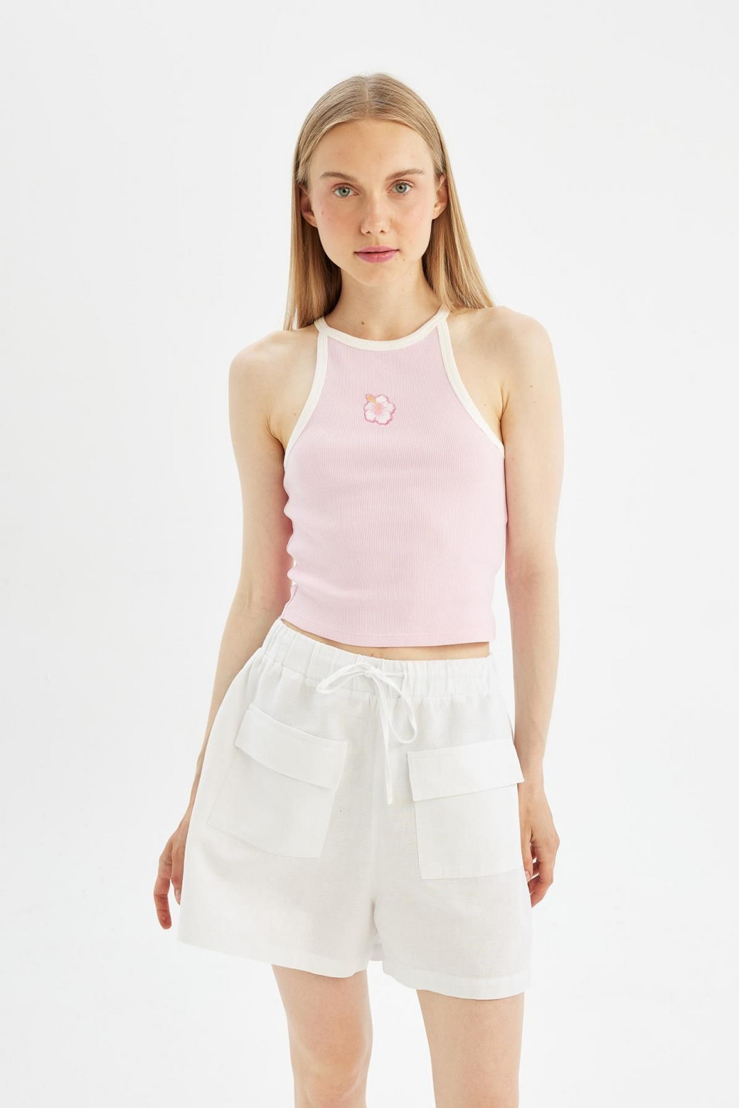 DEFACTO Cool Fitted Printed Ribbed Camisole Undershirt
