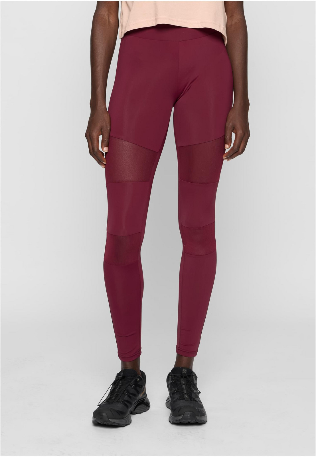 Women's fishnet leggings 2 pcs black+burgundy