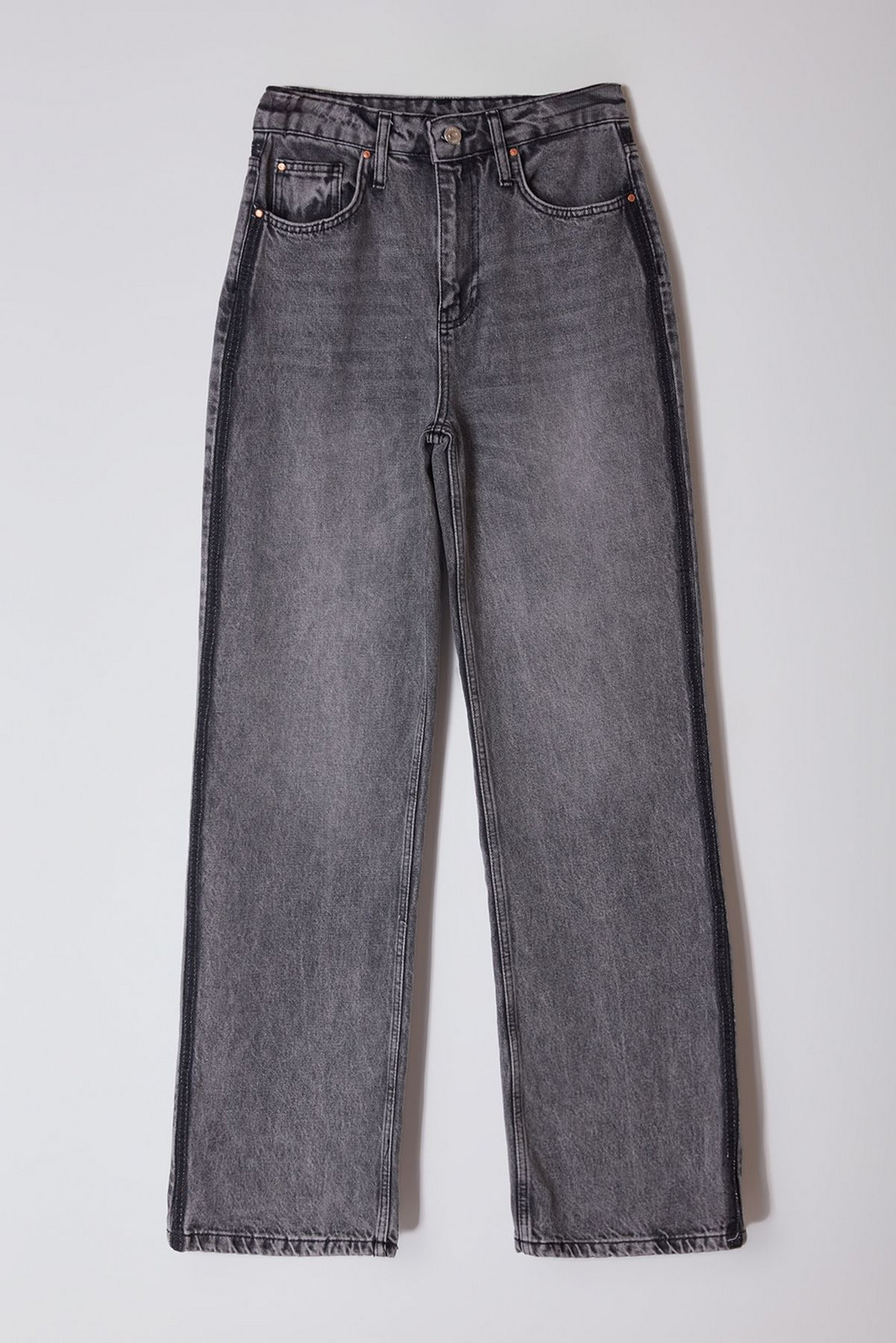 Trendyol Anthracite Color Block High Waist Wide Leg Jeans