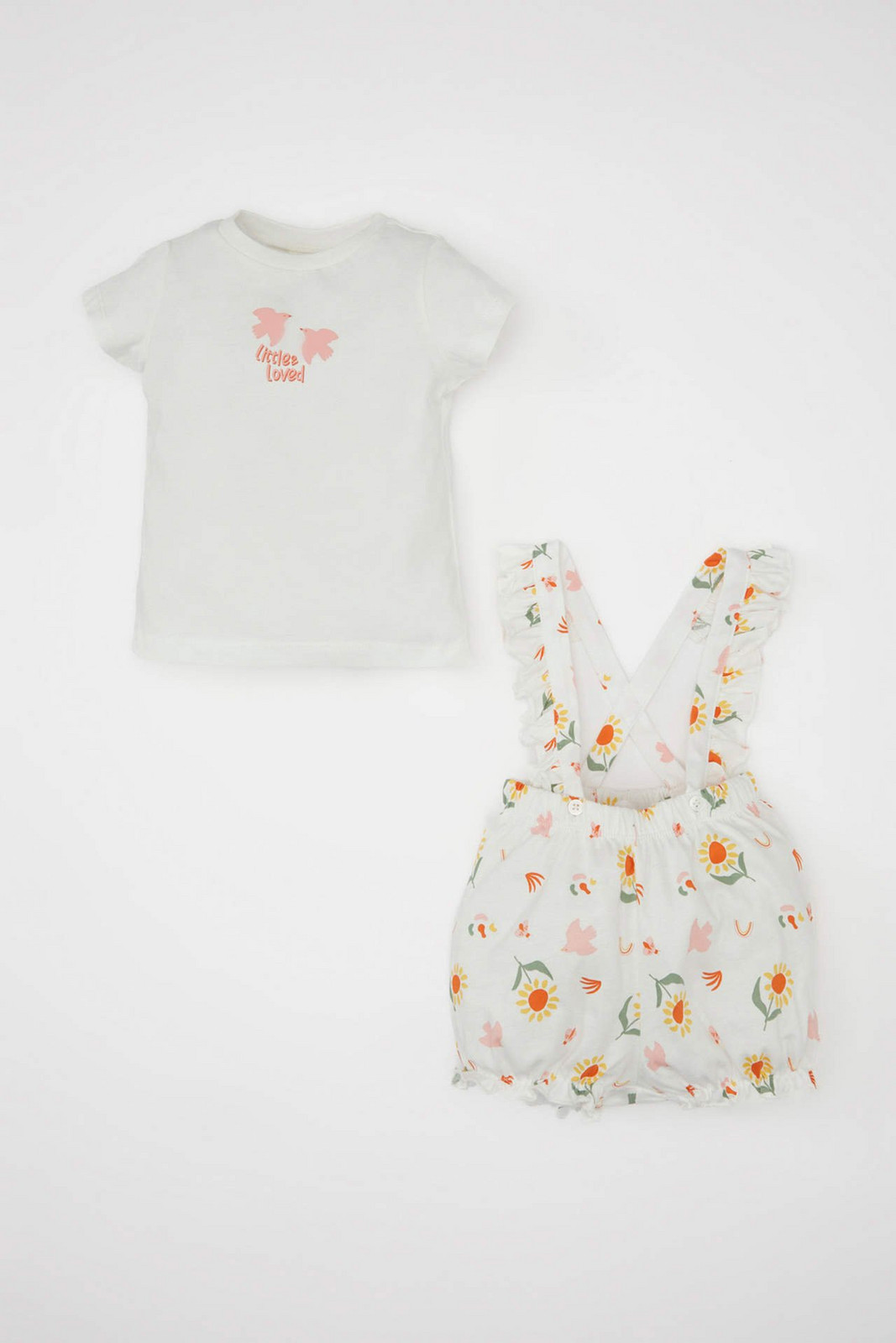 DEFACTO Baby Girl Floral Short Sleeve Cotton 2 Piece Set