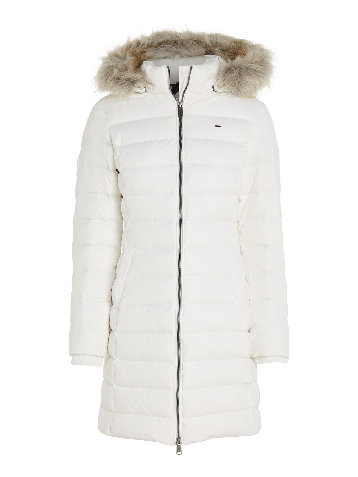 Tommy Jeans Bunda - TJW ESSENTIAL HOODED biela