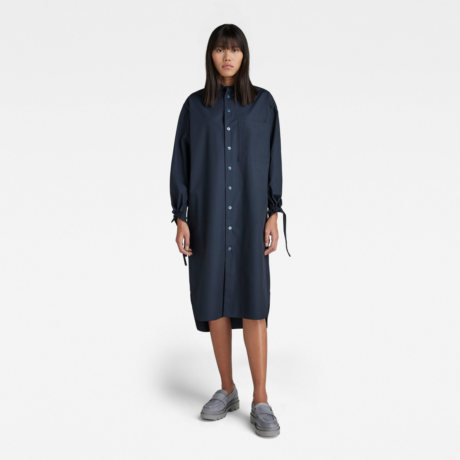 G-STAR Šaty - Long shirt dress l\s wmn modré