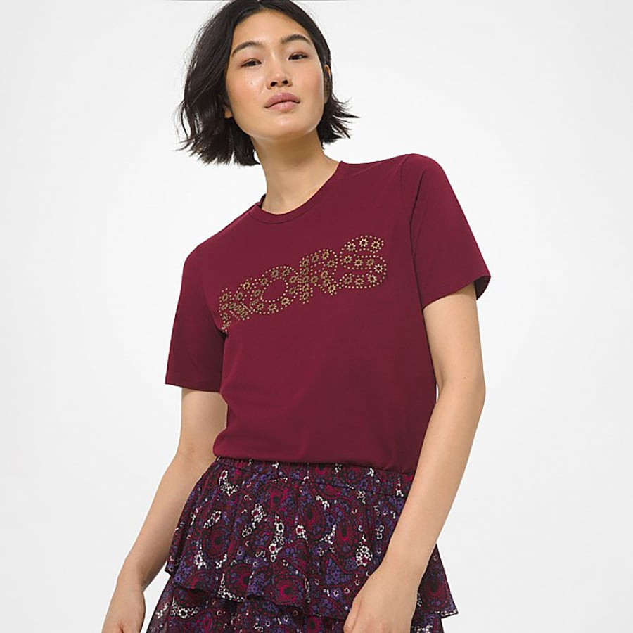 Michael Kors Tričko - KORS STUDDED TEE bordové