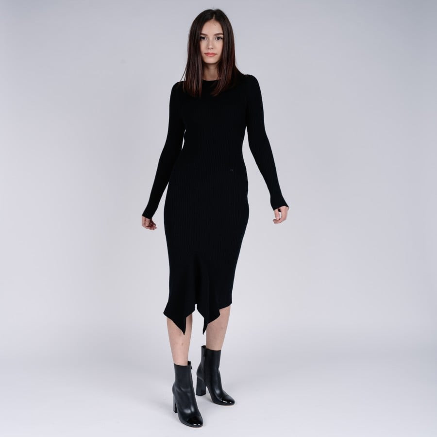 Michael Kors Šaty - DRAPE HEM MIDI DRESS čierne
