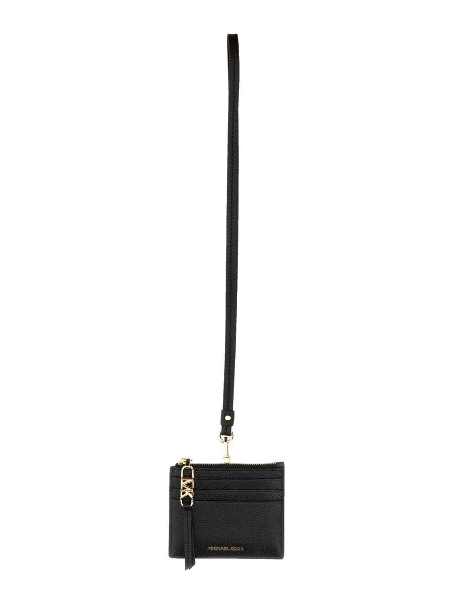 Michael Kors Púzdro na karty - EMPIRE SM CLIP CARD LANYARD čierne