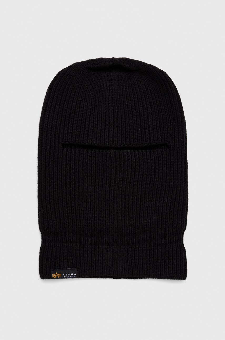 Kukla Alpha Industries Label Balaclava 138901.03, čierna farba