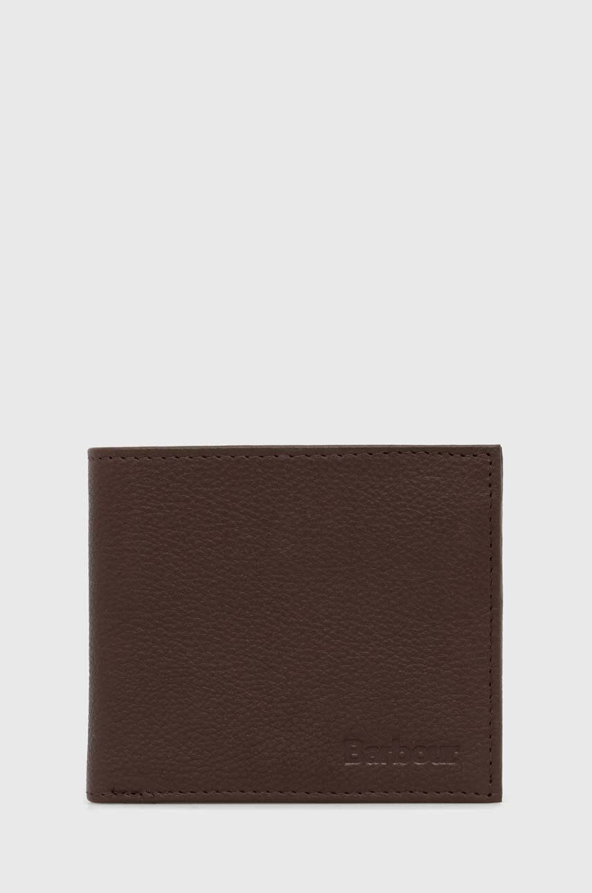Kožená peňaženka Barbour Padbury Billfold pánska, hnedá farba, MLG0049