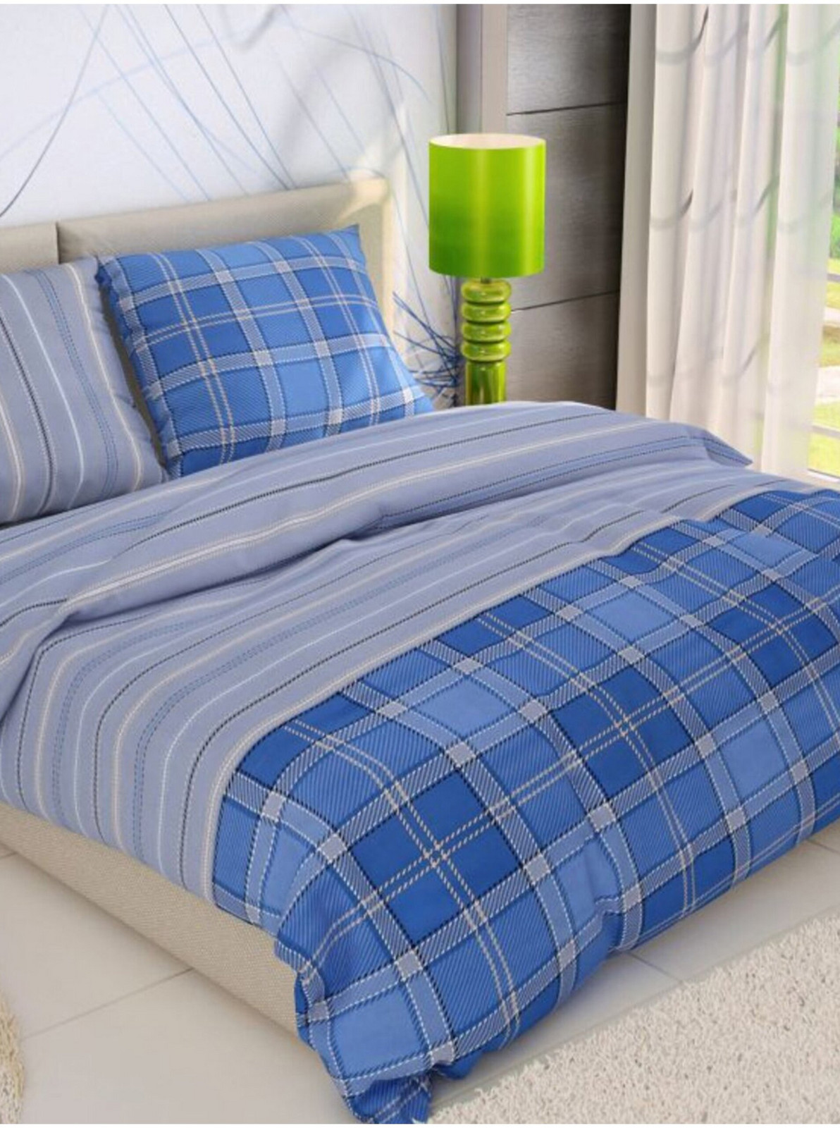 Francúzske predĺžené bavlnené obliečky DELUX 240x220, 70x90cm CAMPUS modrý Kvalitex