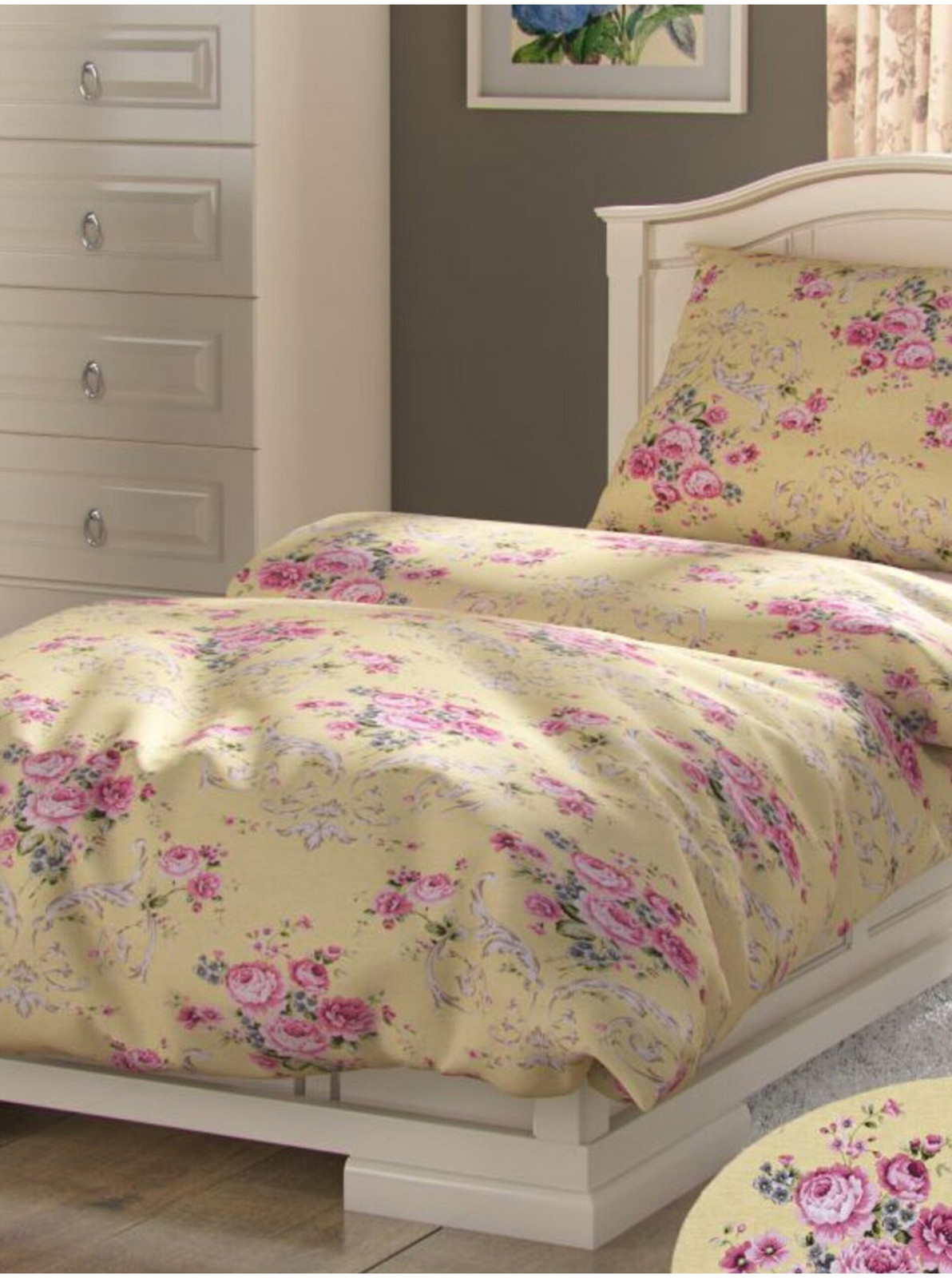Francúzske predĺžené bavlnené obliečky PROVENCE COLLECTION 240x220, 70x90cm CLER žltá Kvalitex
