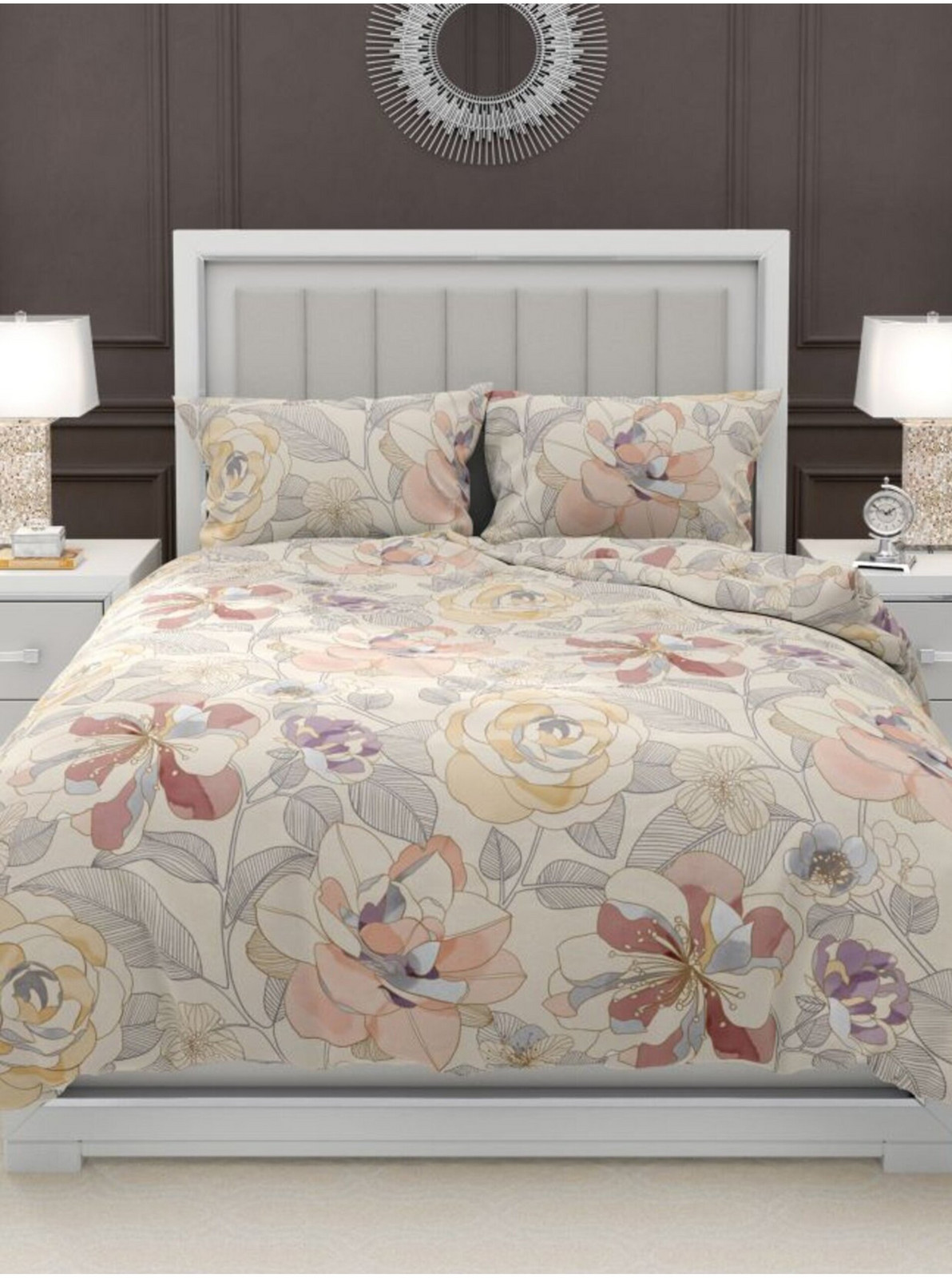 Francúzske bavlnené obliečky DELUX 200x200, 70x90cm PERSIA béžová Kvalitex