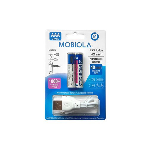 Nabíjateľné AAA batérie cez USB-C, 400 mAh