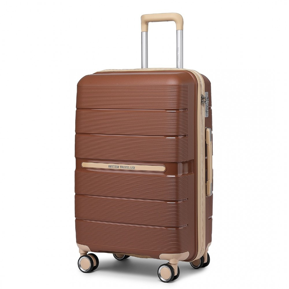 KONO British Traveller kabínový kufor polypropylén - hnedá/apricot - 36L