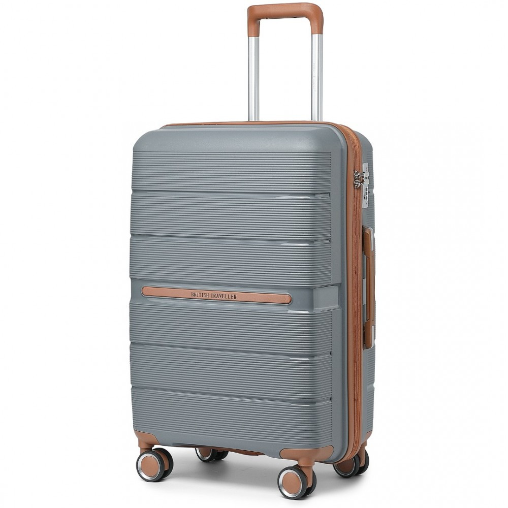 KONO British Traveller kabínový kufor polypropylén - sivá/hnedá - 36L