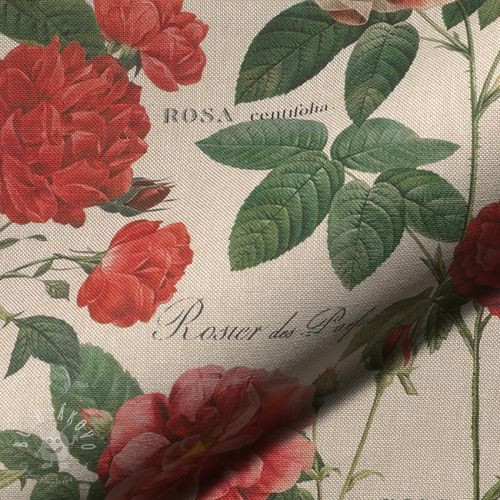Dekoračná látka Linenlook premium Vintage Rose Garden digital print