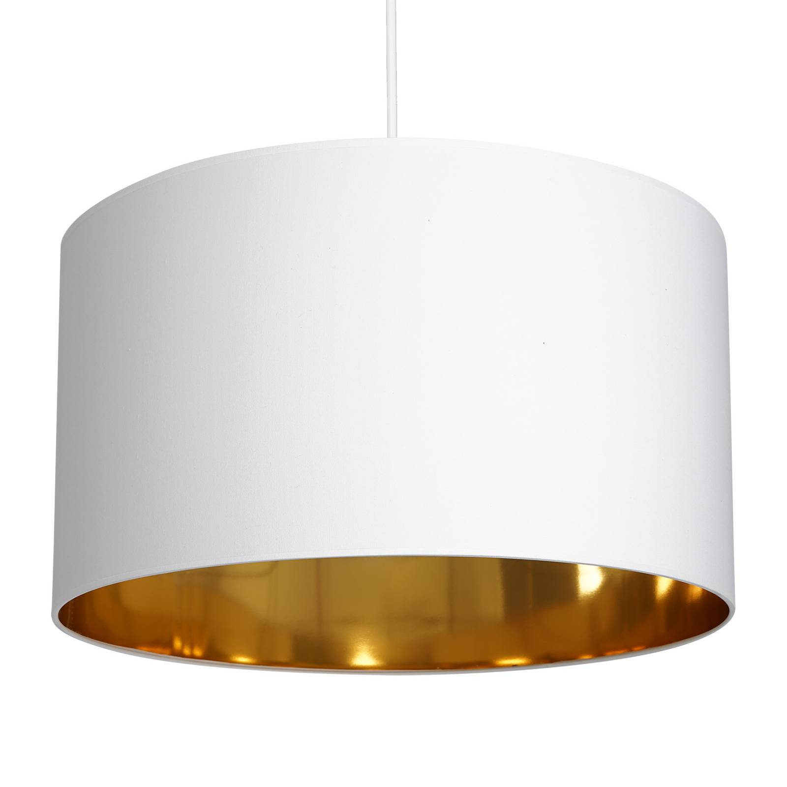 Závesná lampa Soho valcová 1fl. Ø 40cm biela/zlatá
