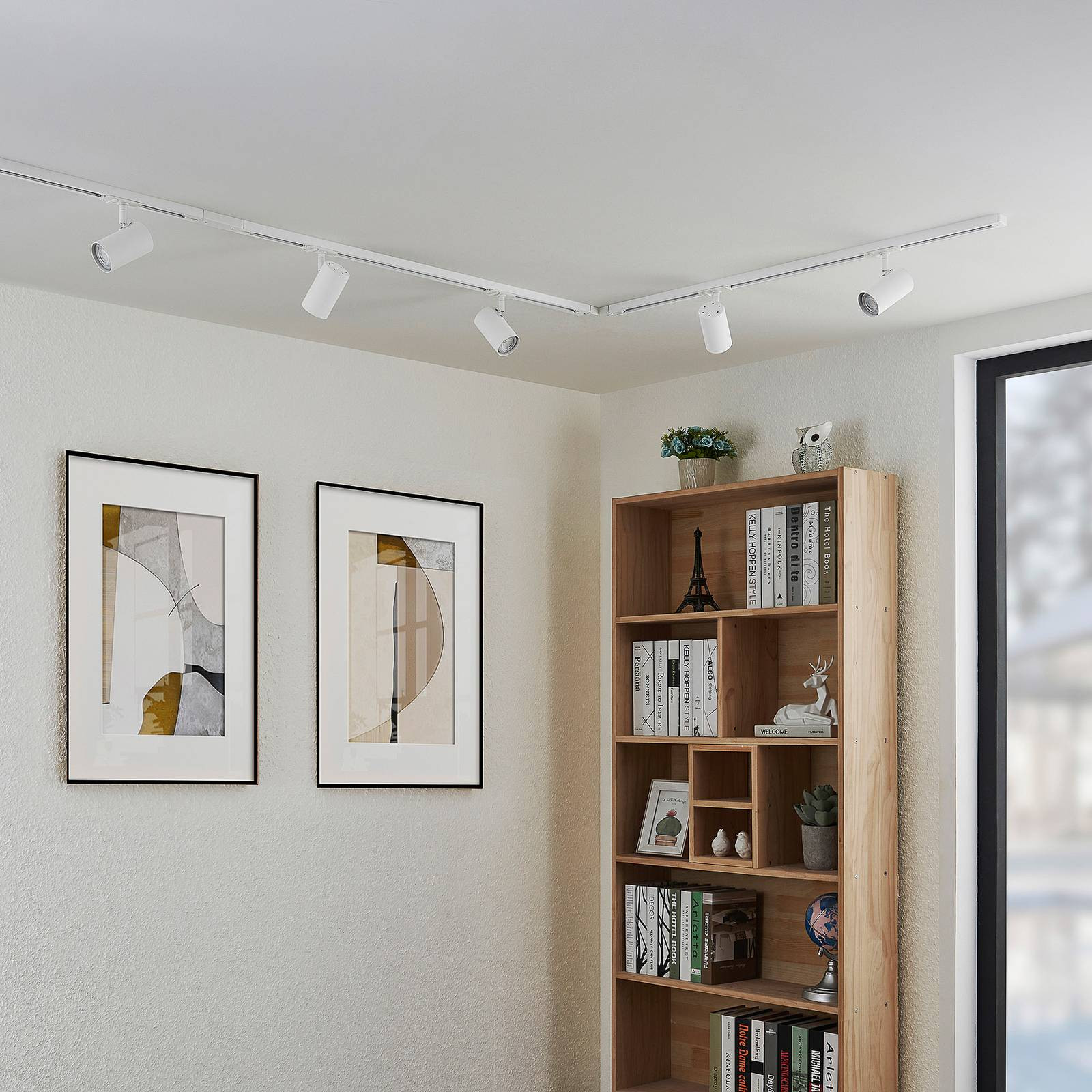 Lindby kompletný koľajnicový systém Linaro, 5 plameňov, biely