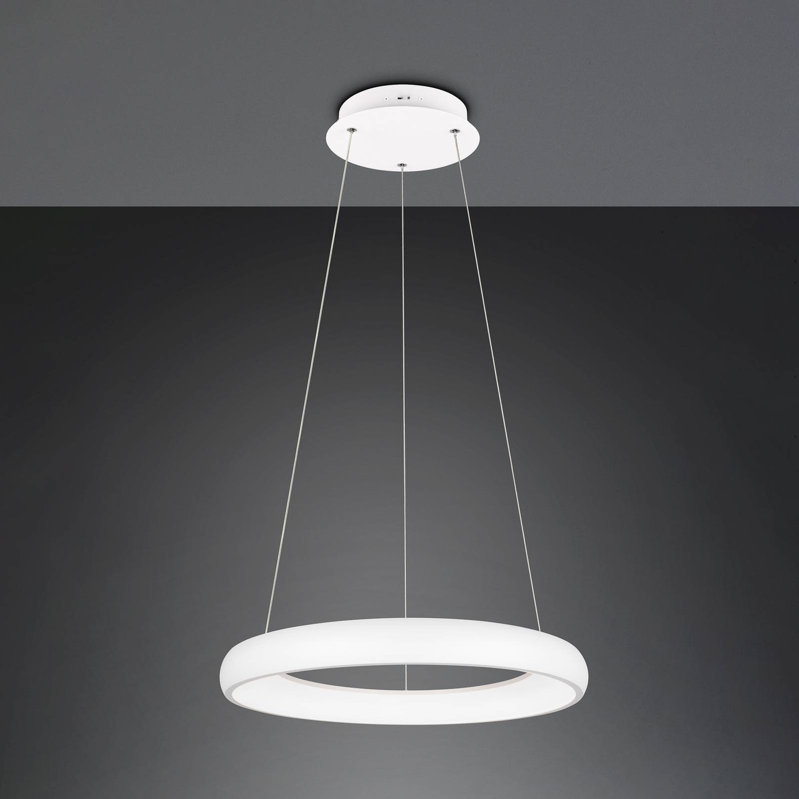 LED závesné svetlo Cardona, Ø 62 cm, biela, CCT, kov