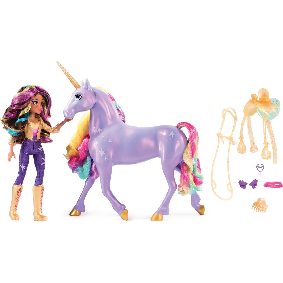 Spin Master Jednorožčia akadémia svetelný jednorožec Wildstar 28 cm s Bábikou Sophia 24 cm