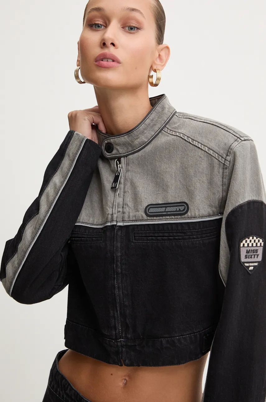 Rifľová bunda Miss Sixty dámska, čierna farba, prechodná, 6L3WJ4990000