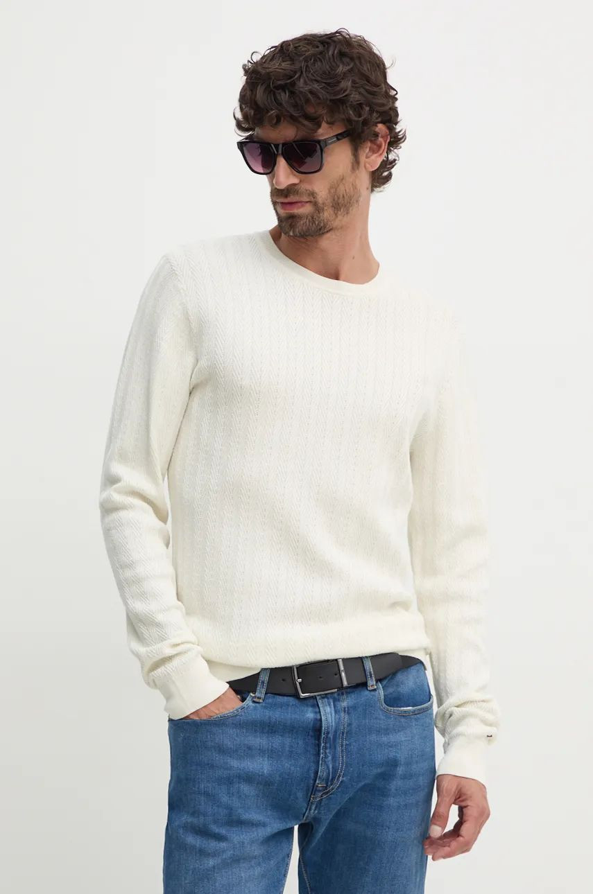 Sveter Tommy Hilfiger pánsky, béžová farba, MW0MW36720