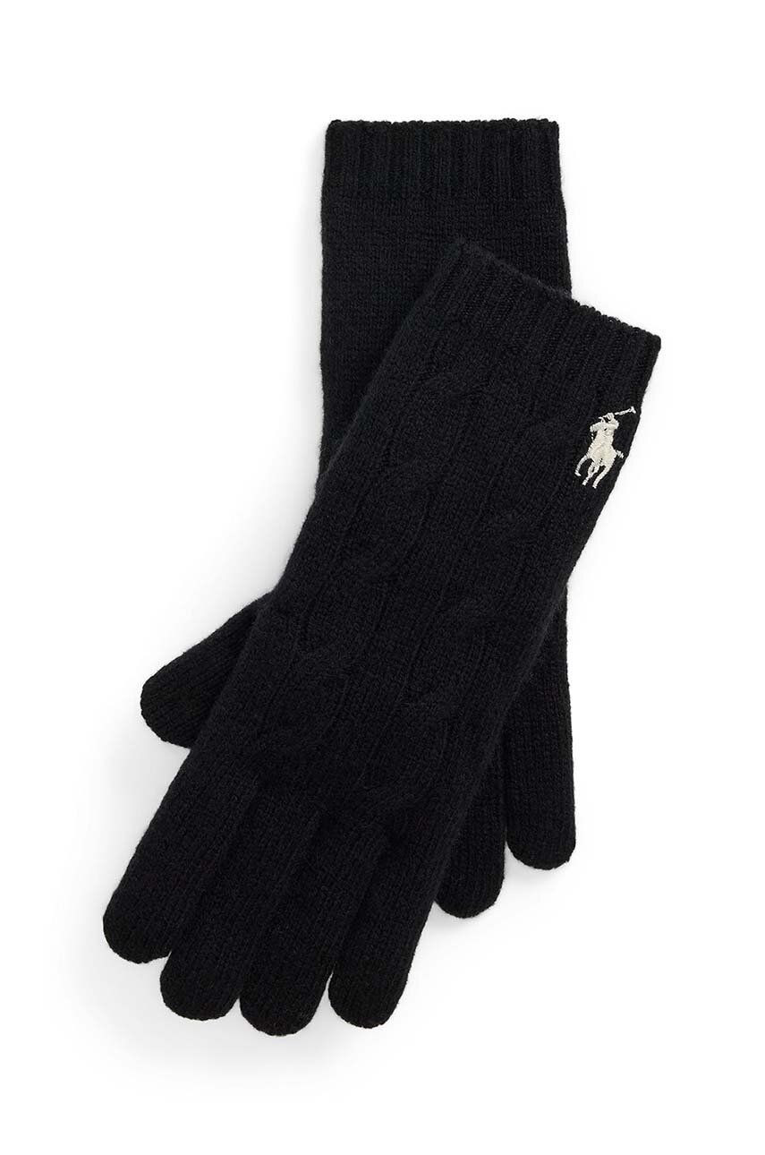 Vlnené rukavice Polo Ralph Lauren čierna farba, 455956295
