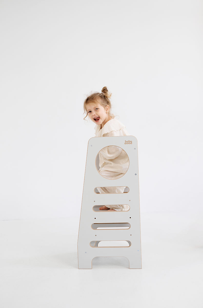 Súrodenecká učebná veža DOUBLE M - sivá