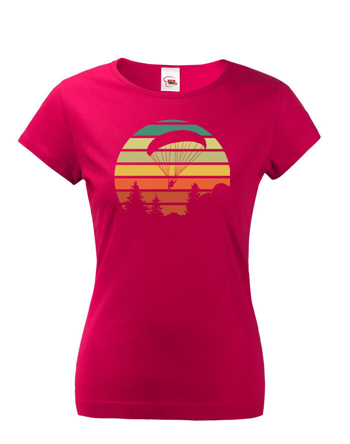 Dámské tričko s potiskem Sunset Paragliding - ideální dárek k narozeninám