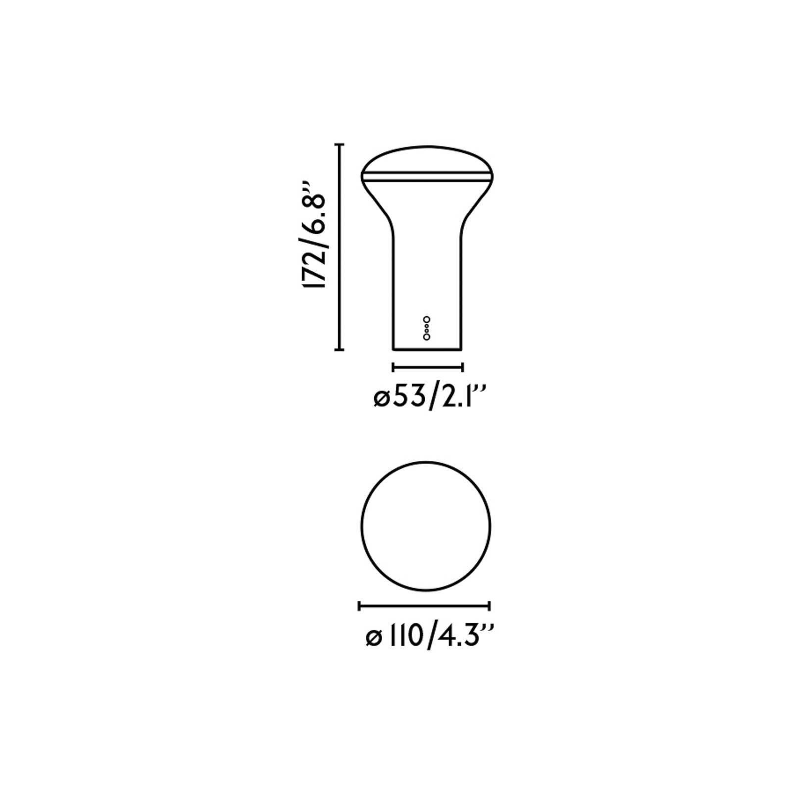 Nabíjacia stolová lampa Buddy LED, biela/modrá, polykarbonát, Ø 11 cm