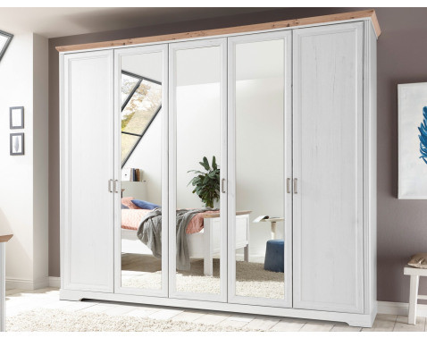 Šatníková skriňa Jasmin, 264 cm, borovica, dub anderson%