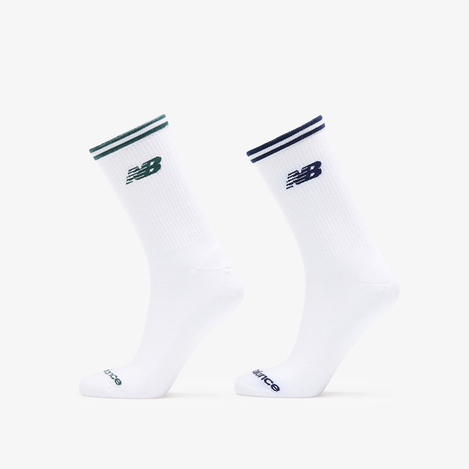 New Balance Running Stripe Midcalf Socks 2-Pack White L