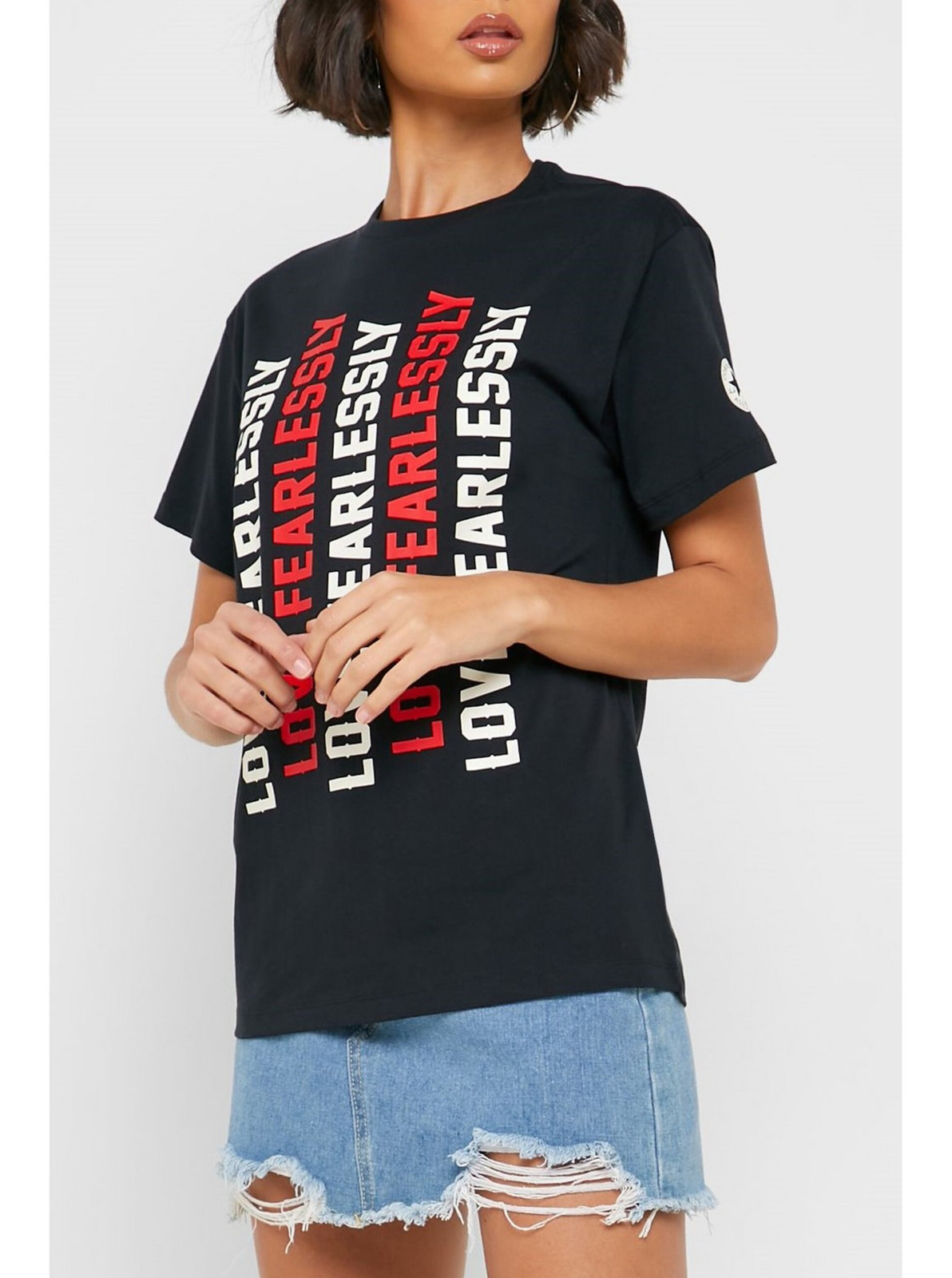 Black women's T-shirt with Converse print - Women's