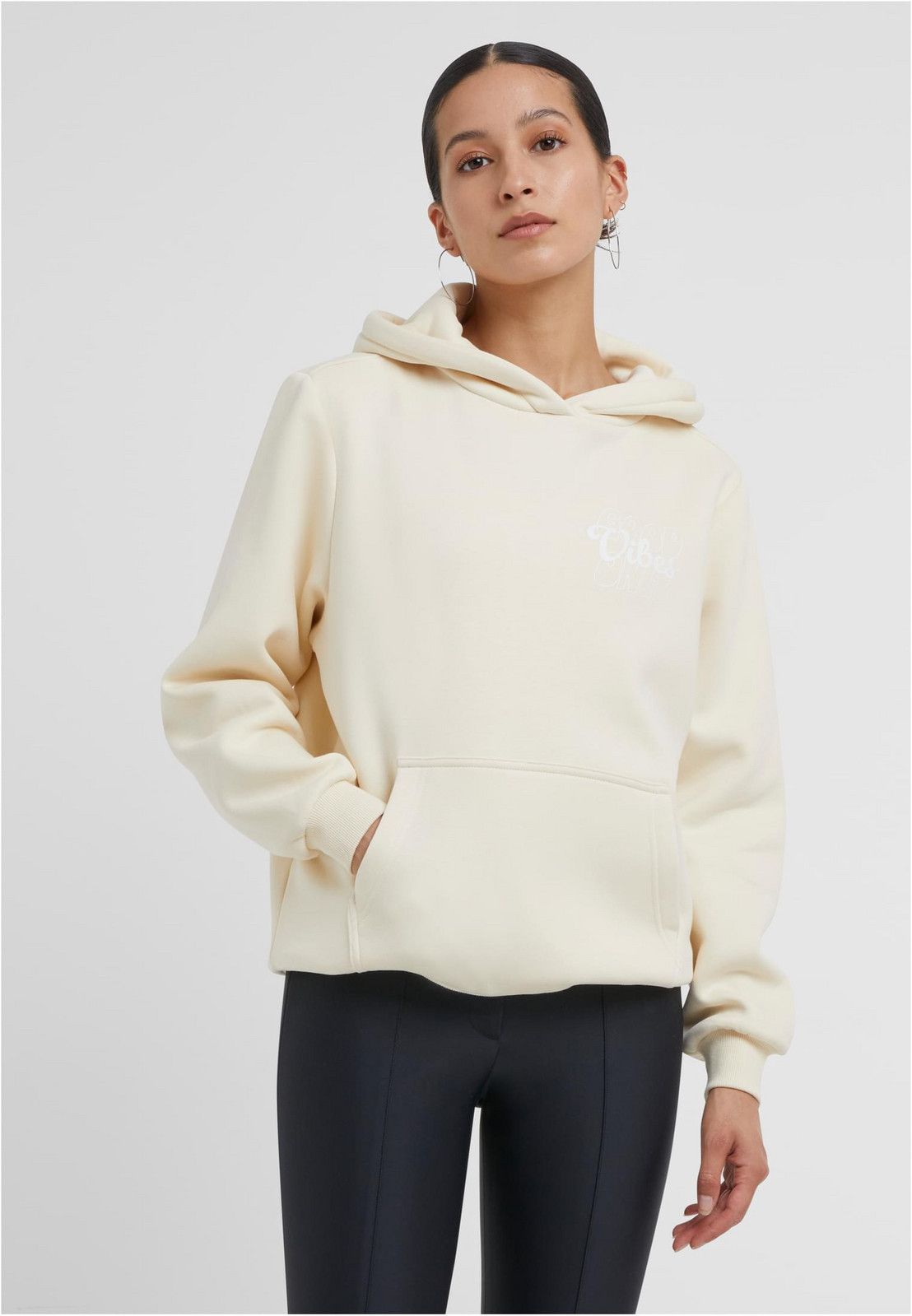 Women's sweatshirt Good Vibes Puff Print sand