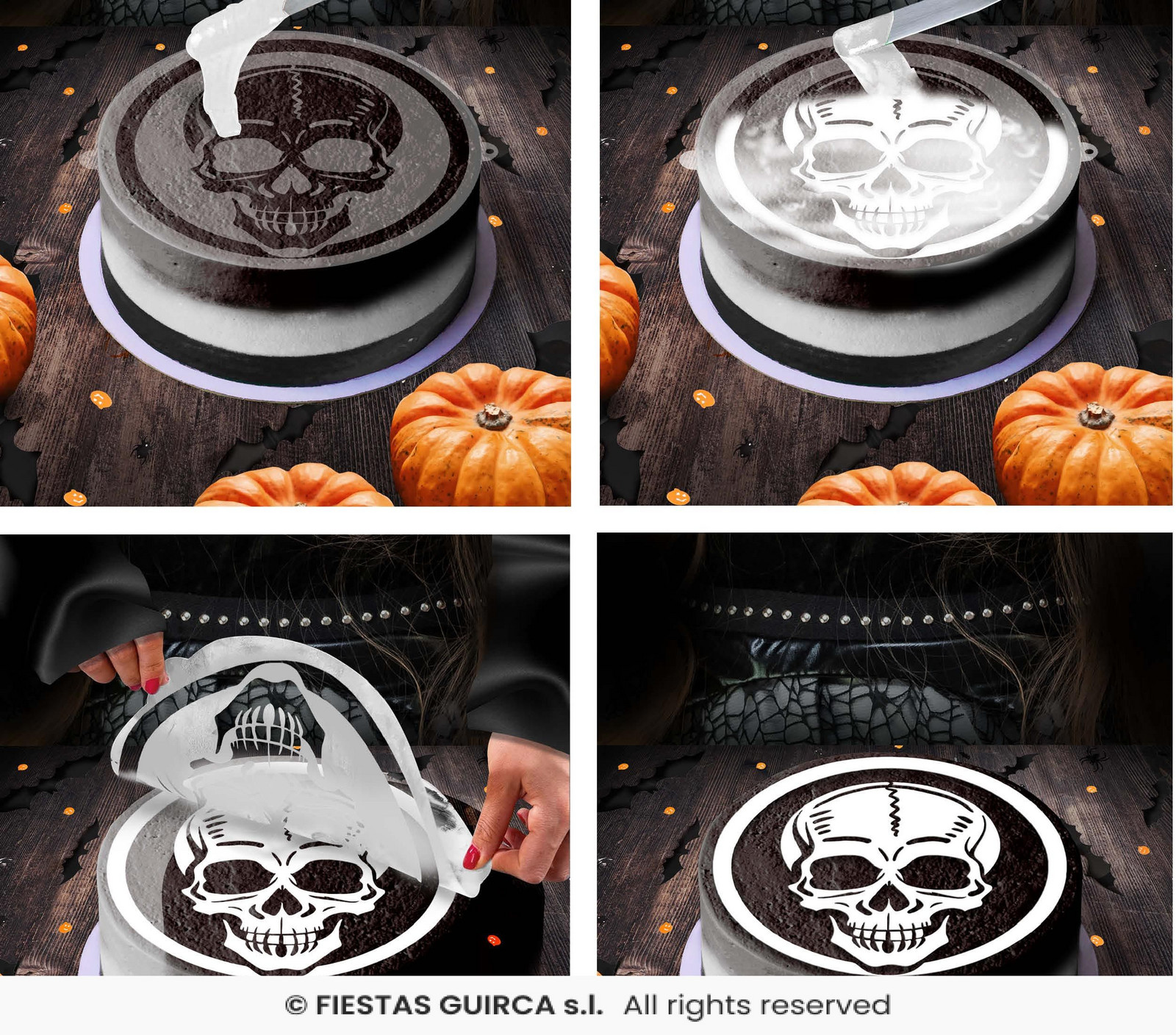 Guirca Šablóna na zdobenie torty - Lebka 25 cm