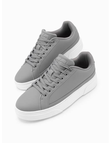 Pánske tenisky z ekokože s hrubou podrážkou sivé