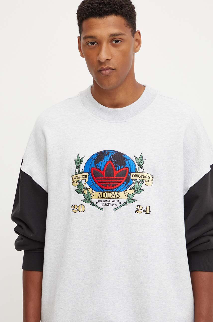 Mikina adidas Originals pánska, šedá farba, vzorovaná, IZ2553