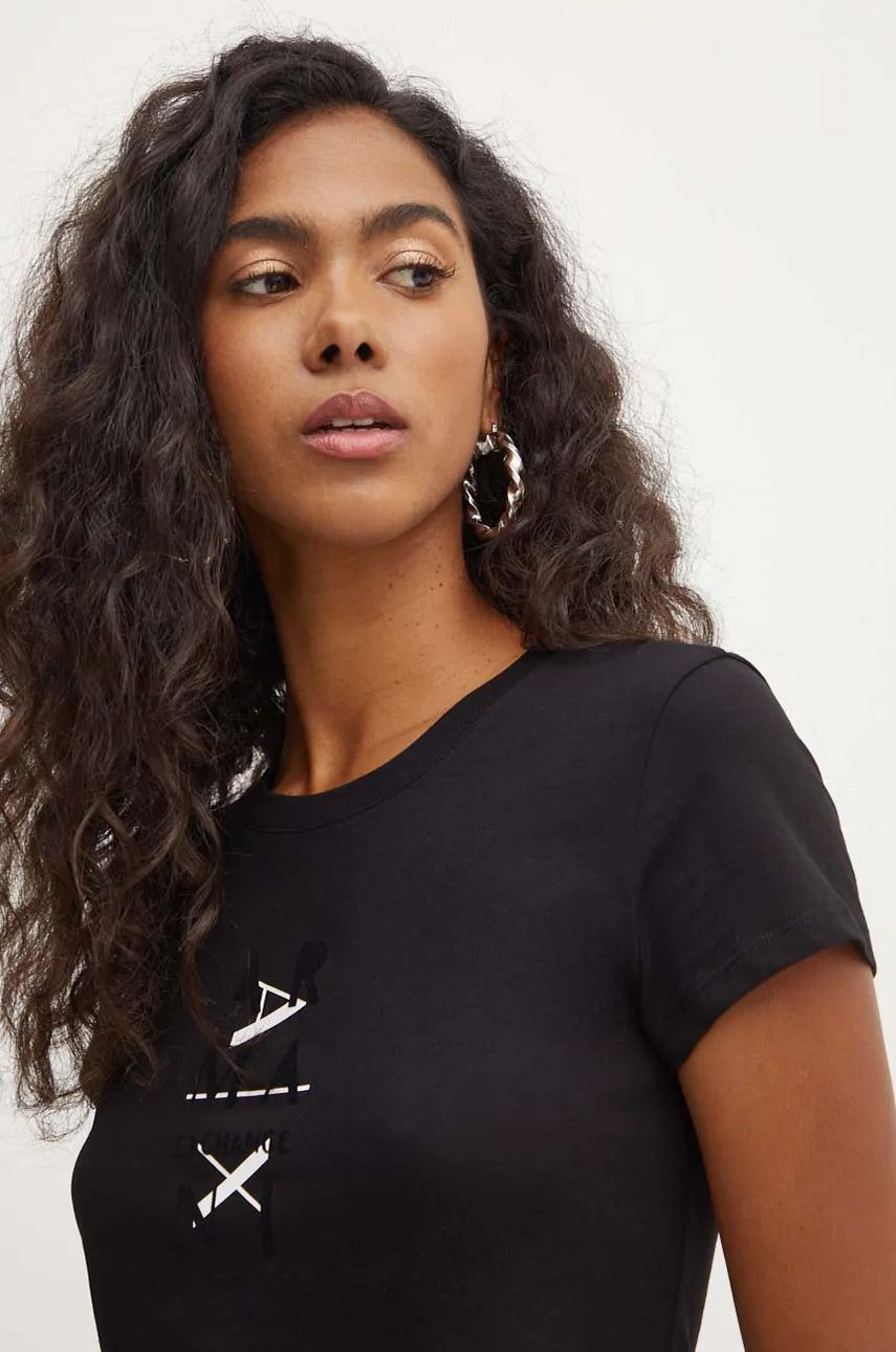 Bavlnené tričko Armani Exchange dámske, čierna farba, 6DYT26 YJ3RZ