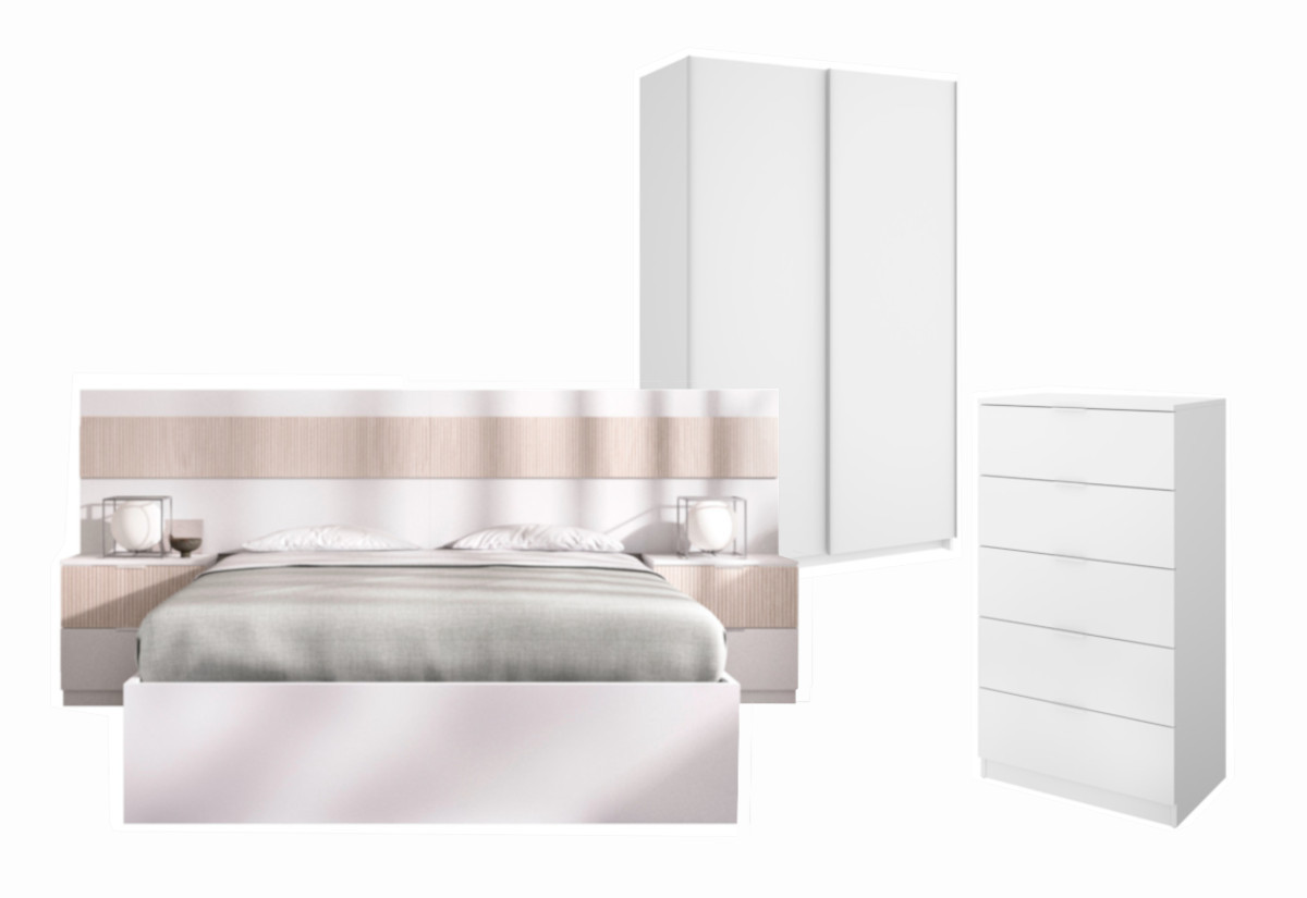 Expedo Spálňová zostava NIZA, prírodná/biela