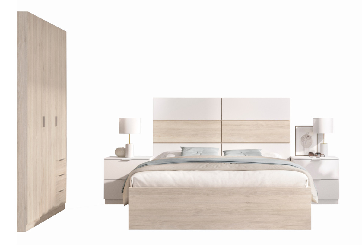 Expedo Spálňová zostava ASTRA, biela/prírodná