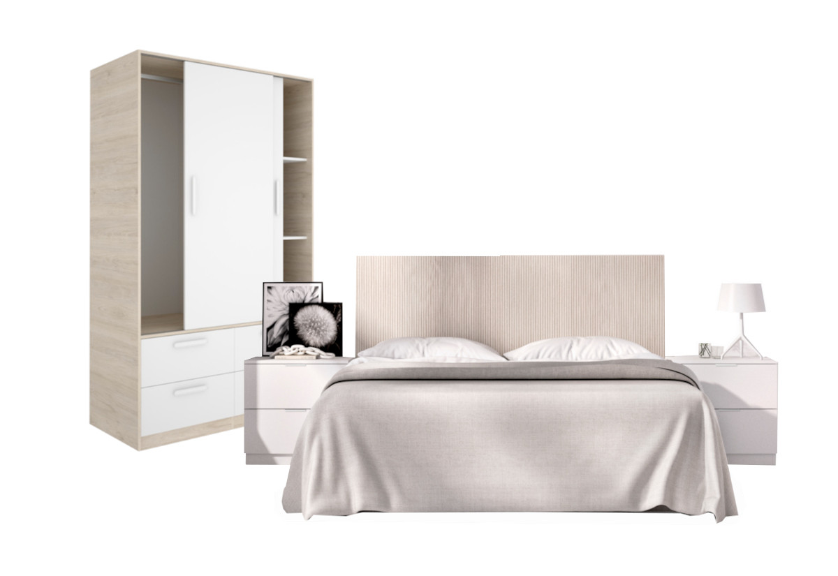 Expedo Spálňová zostava LUSA, prírodná/biela