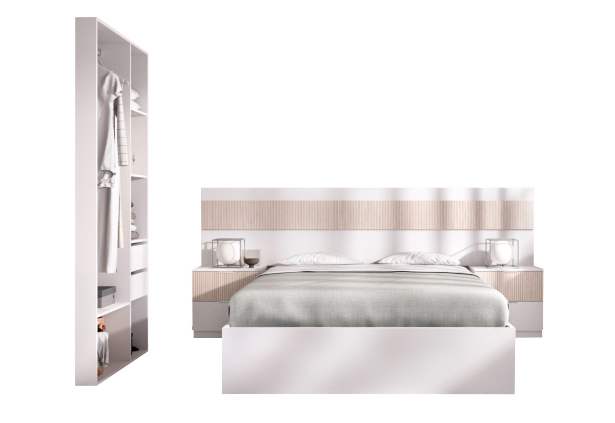 Expedo Spálňová zostava BIANCA, biela/prírodná