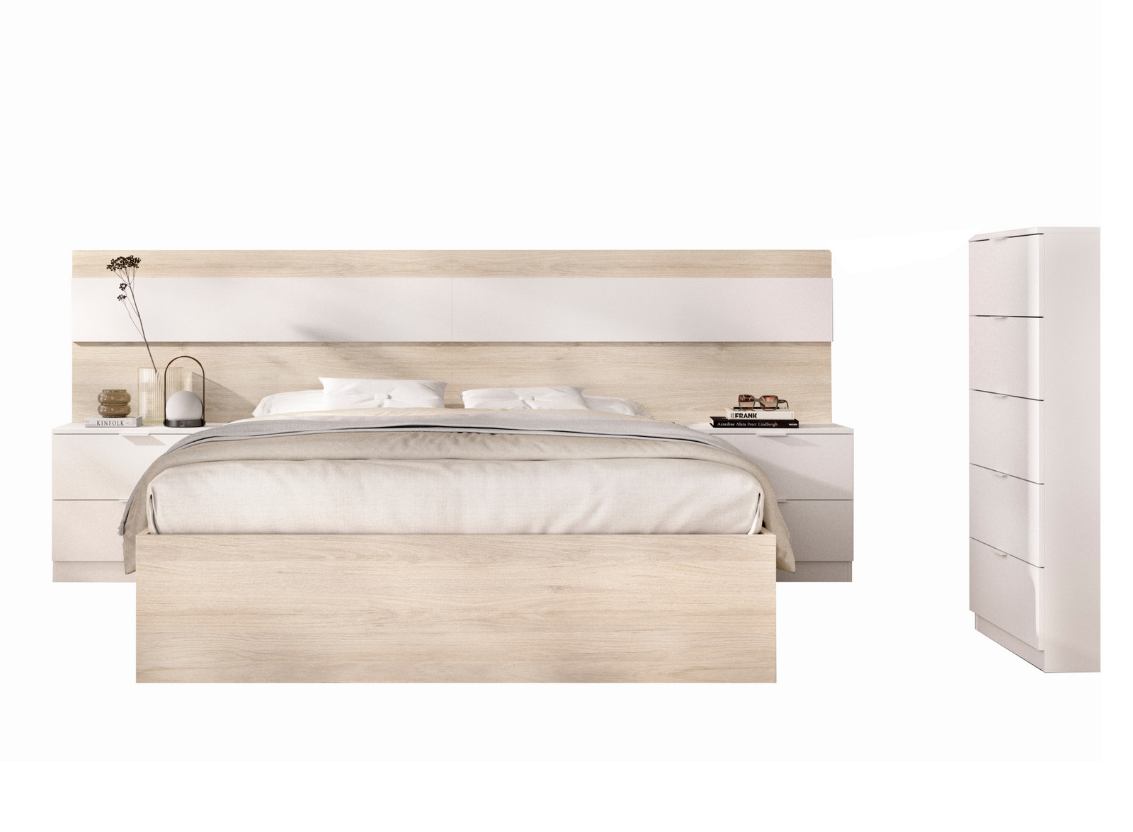 Expedo Spálňová zostava NIZA 3, prírodná/biela